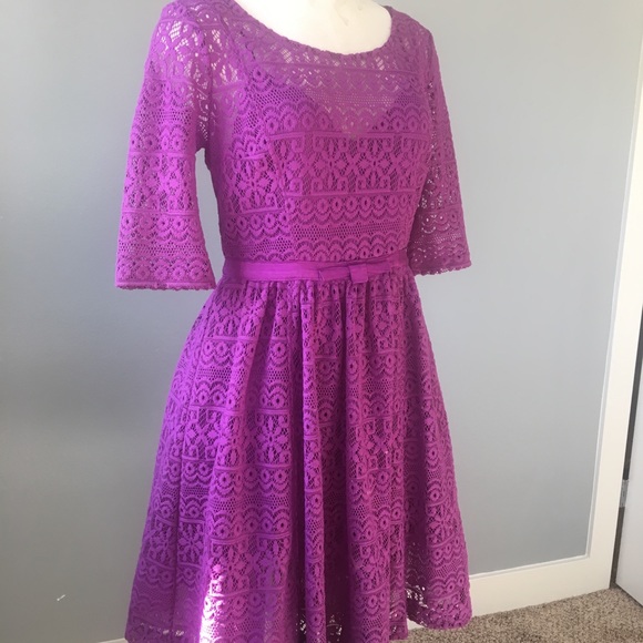 Plenty By Tracy Reese Dress Purple Lace - Picture 3 of 8
